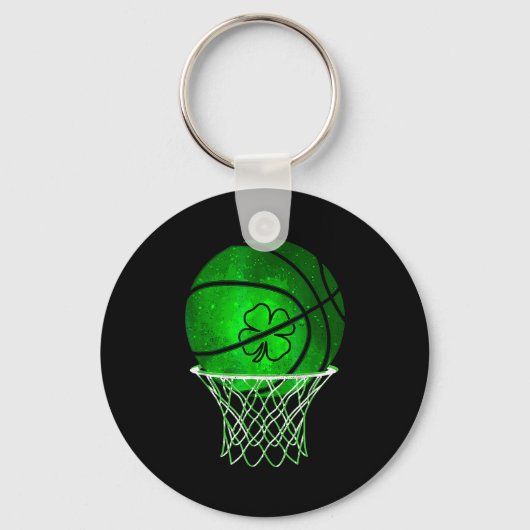 Basketball Shamrock Lucky Clover Irish St Patrick' キーホルダー (正面)