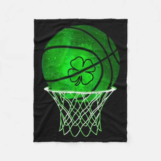 Basketball Shamrock Lucky Clover Irish St Patrick' フリースブランケット (正面)