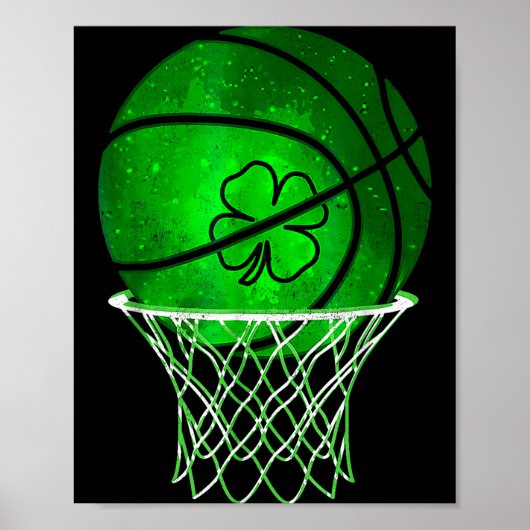Basketball Shamrock Lucky Clover Irish St Patrick' ポスター (正面)