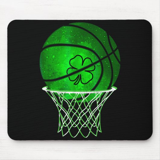Basketball Shamrock Lucky Clover Irish St Patrick' マウスパッド (正面)