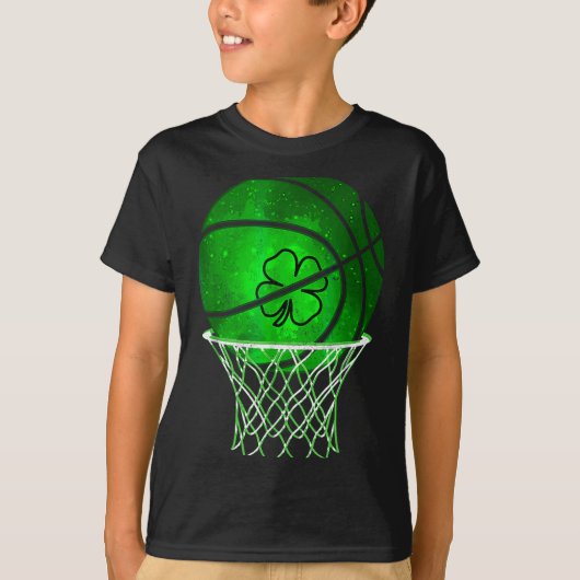Basketball Shamrock Lucky Clover Irish St Patrick' Tシャツ (正面)
