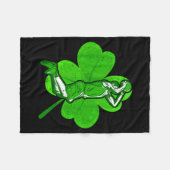 Basketball Shamrock St Patrick's Day Srt Lover Boy フリースブランケット (正面(横))