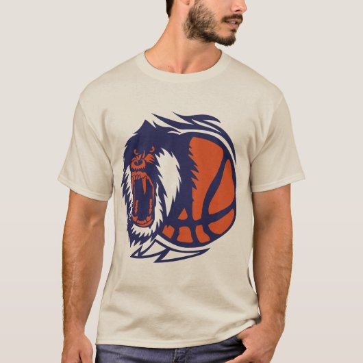 basketball singe logo gueule ouverte monkey gorill tシャツ (正面)