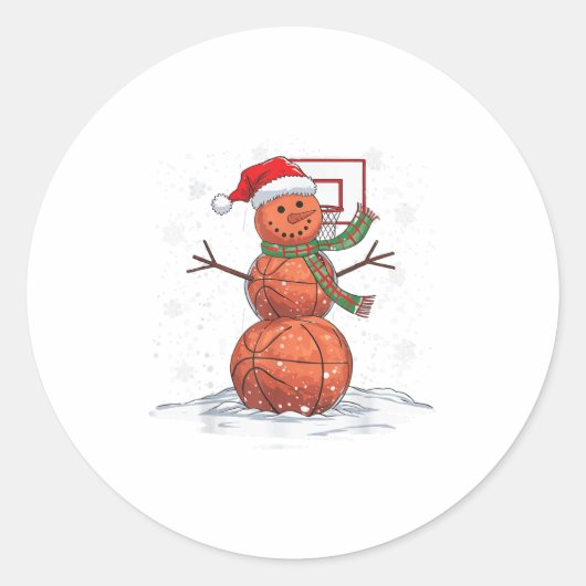 Basketball Snowman _1  ラウンドシール (正面)