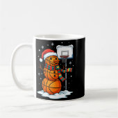 Basketball Snowman Christmas Santa Hat Funny Xmas  コーヒーマグカップ (左)