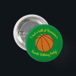 Basketball Sports Birthday Party 缶バッジ<br><div class="desc">This basketball birthday party design is perfect for a sports loving kid!  Basket ball players will love this simple design!</div>