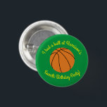Basketball Sports Birthday Party 缶バッジ<br><div class="desc">This basketball birthday party design is perfect for a sports loving kid!  Basket ball players will love this simple design!</div>