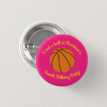 Basketball Sports Birthday Party Pink 缶バッジ<br><div class="desc">This pink basketball birthday party design is perfect for a sports loving kid!  Basket ball players will love this simple design!</div>