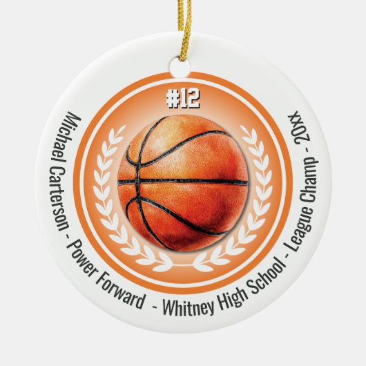 Basketball Sports Champion Team Monogram セラミックオーナメント (正面)