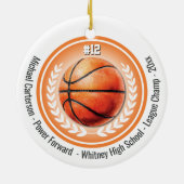 Basketball Sports Champion Team Monogram セラミックオーナメント (裏面)
