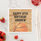 Basketball Sports Happy Birthday Napkins スタンダードランチョンナプキン (インサイチュ)