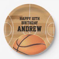 Basketball Sports Happy Birthday Paper Plates