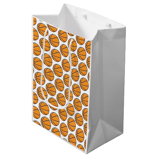 Basketball Sports Kids Game Party Theme Fun ミディアムペーパーバッグ (正面アングル)