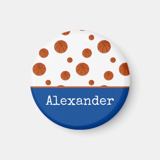 Basketball Sports Team Personalized Blue  マグネット (正面)