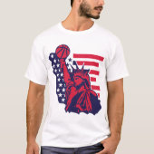 basketball statue liberte usa amerique drapeau des tシャツ (正面)