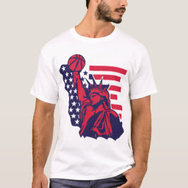basketball statue liberte usa amerique drapeau des tシャツ
