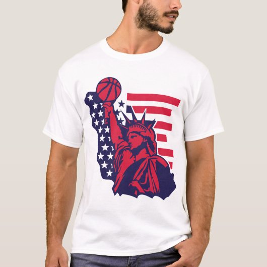 basketball statue liberte usa amerique drapeau des tシャツ (正面)