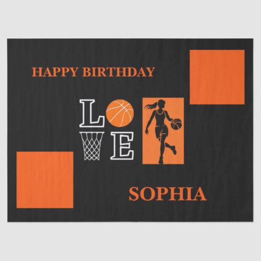 Basketball Swoosh Black Birthday Large Gift Bag 薄葉紙 (正面)