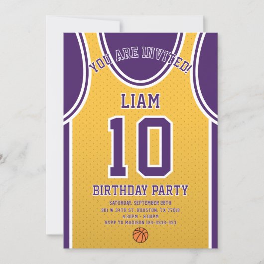 Basketball Team 10 Birthday Invitation 招待状 (正面)