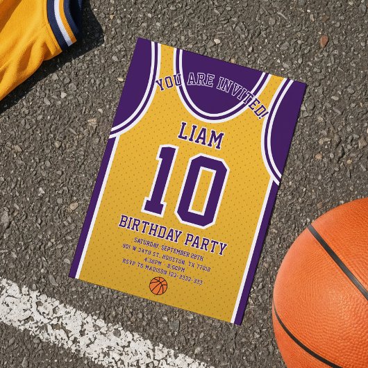 Basketball Team 10 Birthday Invitation 招待状