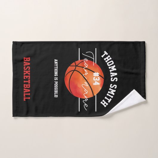 Basketball Team Hand Towel –Custom Player or Coach ハンドタオル (ハンドタオル)