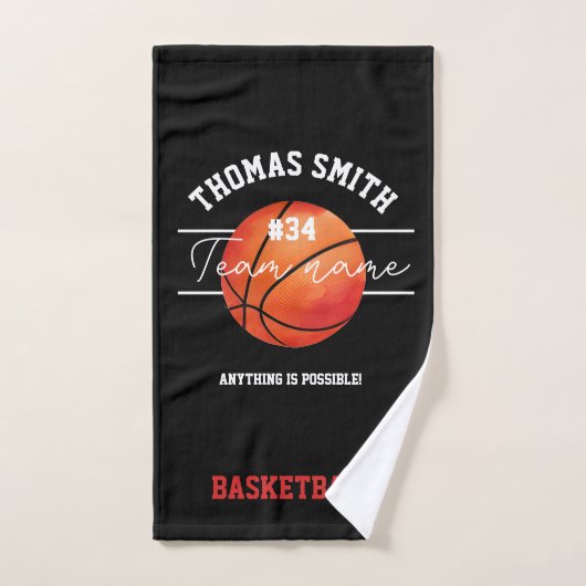 Basketball Team Hand Towel –Custom Player or Coach ハンドタオル (ハンドタオル)