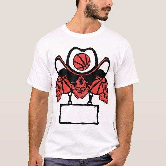basketball tete de mort pancarte chaine ajouter te tシャツ (正面)