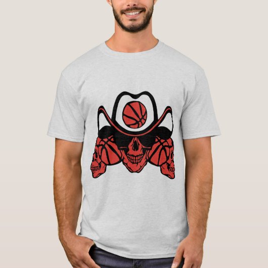 basketball tete de mort pancarte chaine sport tシャツ (正面)