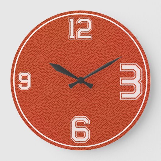 Basketball Textured Sports Clock ラージ壁時計 (正面)