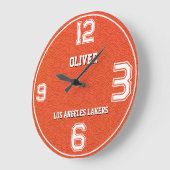 Basketball Textured Sports Custom Name Team ラージ壁時計 (傾斜)