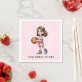 Basketball Theme Birthday Party For Girl’s スタンダードカクテルナプキン (インサイチュ)