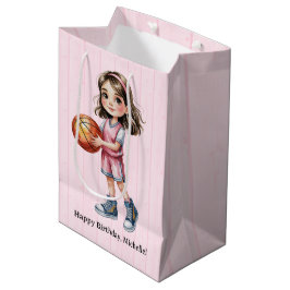 Basketball Theme Birthday Party For Girl’s ミディアムペーパーバッグ