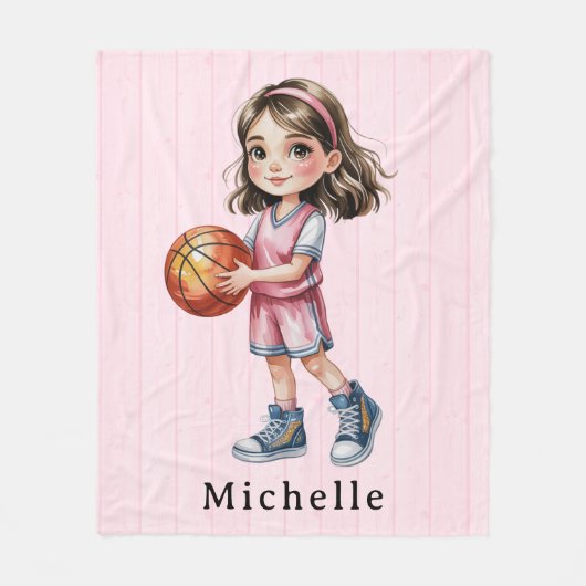 Basketball Theme Birthday Party For Girl’s Gift フリースブランケット (正面)