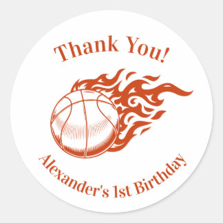 Basketball themed thank you stickers ラウンドシール
