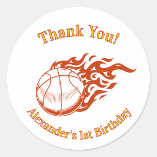 Basketball themed thank you stickers ラウンドシール