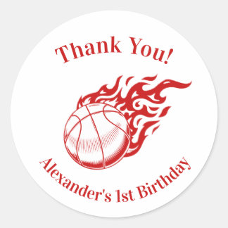 Basketball themed thank you stickers 2 ラウンドシール