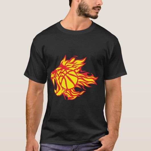 basketball tigre flamme logo feu animal 3027 tシャツ (正面)