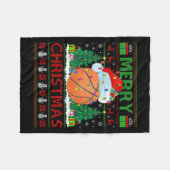 Basketball Ugly Christmas Sweater Srts Player Ligh フリースブランケット (正面(横))