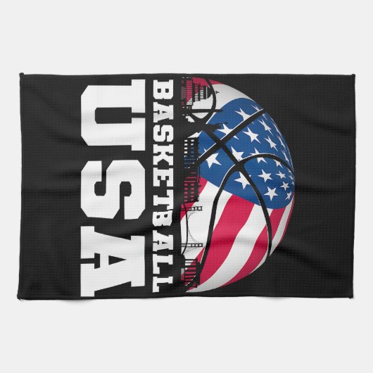 Basketball USA Team T-shirt USA Flag Dr. キッチンタオル (横)
