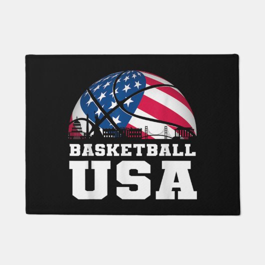 Basketball USA Team T-shirt USA Flag Dr. ドアマット (正面)