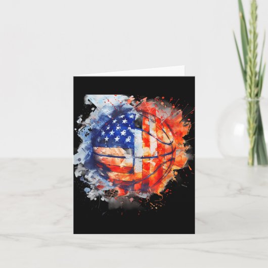 Basketball Watercolor Usa America Basketball Hoop  カード (正面)