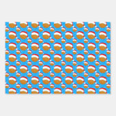 Basketball Wearing Santa's Hat & Snowflakes Colors ラッピングペーパーシート (正面)