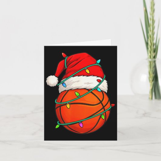 Basketball With Santa Hat Funny Christmas Xmas Gif カード (正面)