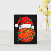 Basketball With Santa Hat Funny Christmas Xmas Gif カード (黄色い花)