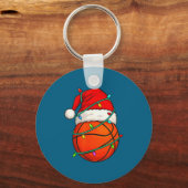 Basketball With Santa Hat Funny Christmas Xmas Gif キーホルダー (正面)