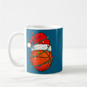 Basketball With Santa Hat Funny Christmas Xmas Gif コーヒーマグカップ (左)