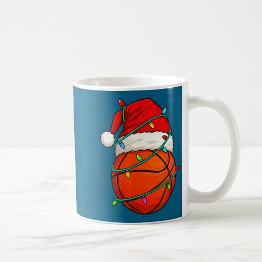 Basketball With Santa Hat Funny Christmas Xmas Gif コーヒーマグカップ (右)