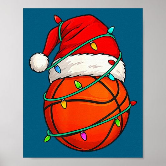 Basketball With Santa Hat Funny Christmas Xmas Gif ポスター (正面)