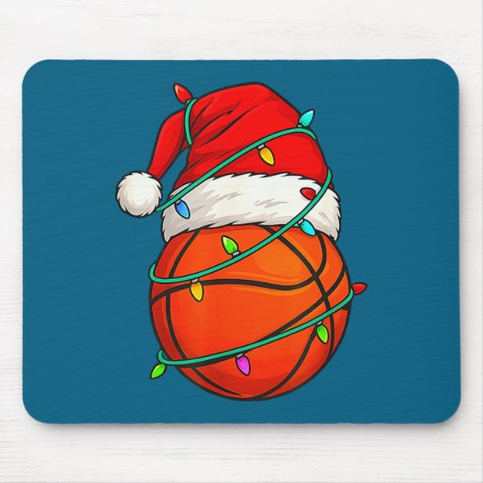 Basketball With Santa Hat Funny Christmas Xmas Gif マウスパッド (正面)