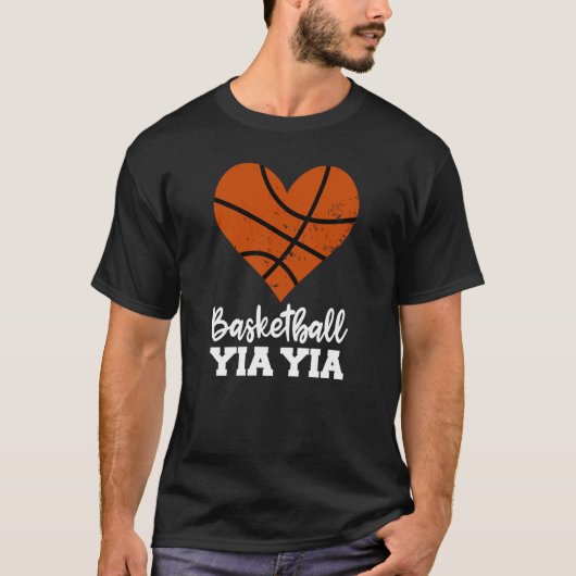 Basketball Yia Yia Basketball Heart Grandma YiaYia Tシャツ (正面)